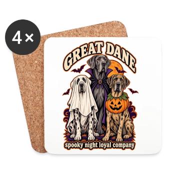 Spooky Night Loyal Company – Deutsche Dogge Halloween - Untersetzer (4er-Set) - Weiß - Vorne