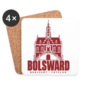 Bolsward Boalsert Friesland Rathaus Hoodie, Shirt - Untersetzer (4er-Set) - Weiß - Vorne