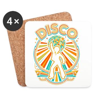 Disco 70er Jahre Diskokugel Retro Party Tänzer - Untersetzer (4er-Set) - Weiß - Vorne