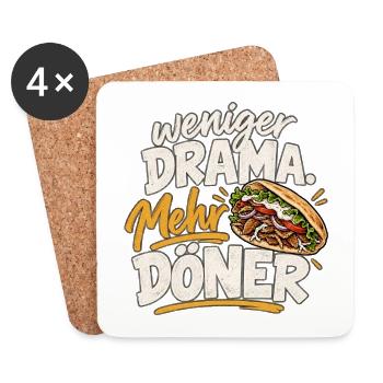 Weniger Drama, Mehr Döner - Untersetzer (4er-Set) - Weiß - Vorne