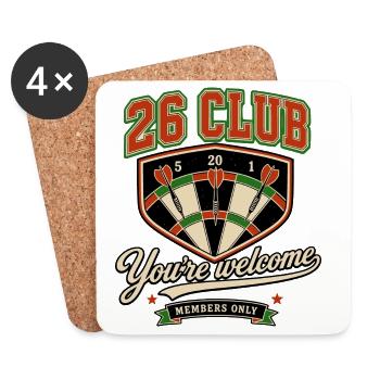 Darts Shirt, 26 Club, You're Welcome  - Untersetzer (4er-Set) - Weiß - Vorne