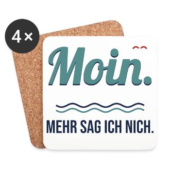Moin. Mehr sag ich nich. – Norddeutscher Spruch - Untersetzer (4er-Set) - Weiß - Vorne