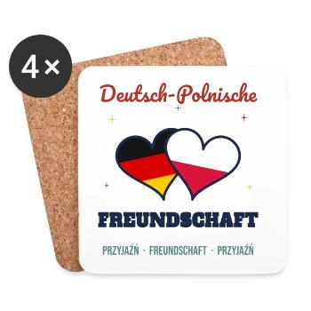 Deutsch-Polnische Freundschaft – Zwei Herzen - Untersetzer (4er-Set) - Weiß - Vorne