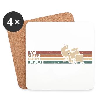 Eat Sleep Drum Repeat Schlagzeuger Am Schlagzeug - Untersetzer (4er-Set) - Weiß - Vorne