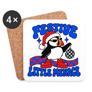 Festliche kleine Bedrohung Lustiger Weihnachtspuffin - Untersetzer (4er-Set) - Weiß - Vorne