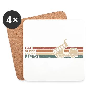 Eat Sleep Dump Repeat Kipplaster Fahrer Spruch - Untersetzer (4er-Set) - Weiß - Vorne