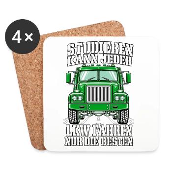 LKW fahren nur die Besten – Frontansicht Grün - Untersetzer (4er-Set) - Weiß - Vorne