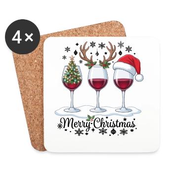 Frohe Weihnachten Weingläser Weihnachtsparty-Outfit - Untersetzer (4er-Set) - Weiß - Vorne