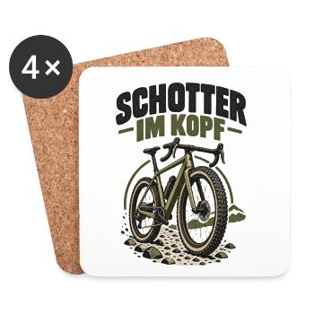 Schotter im Kopf – Gravel Bike - Untersetzer (4er-Set) - Weiß - Vorne