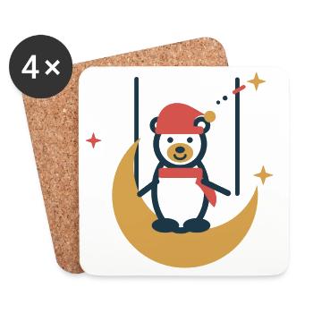 Eisbär auf der Mondschaukel – Wintertraum - Untersetzer (4er-Set) - Weiß - Vorne