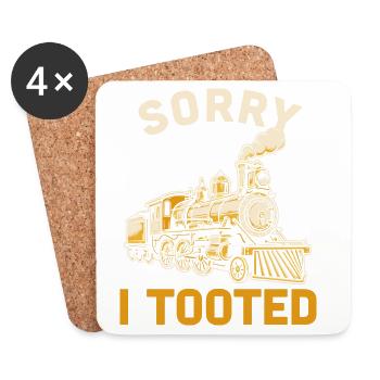 Dampflok Spruch Sorry I Tooted - Untersetzer (4er-Set) - Weiß - Vorne