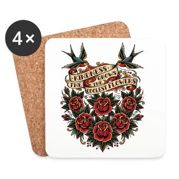 Kindness Grows The Coolest Flowers - Untersetzer (4er-Set) - Weiß - Vorne