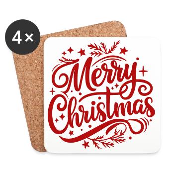 Frohe Weihnachten - Untersetzer (4er-Set) - Weiß - Vorne