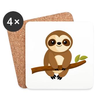Baby-Faultier - Untersetzer (4er-Set) - Weiß - Vorne