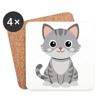 Baby-Katze - Untersetzer (4er-Set) - Weiß - Vorne