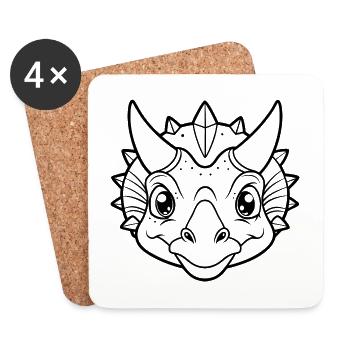 Triceratops-Kopf - Untersetzer (4er-Set) - Weiß - Vorne