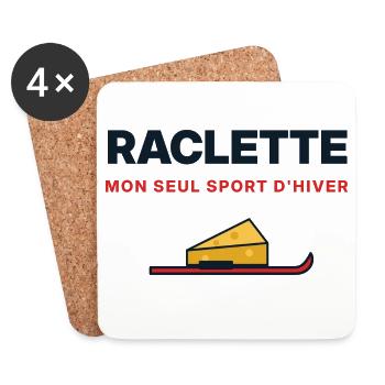 Raclette, meine einzige Wintersportart – Humor - Untersetzer (4er-Set) - Weiß - Vorne