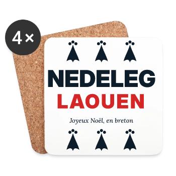 Nedeleg Laouen – Frohe Weihnachten auf Bretonisch - Untersetzer (4er-Set) - Weiß - Vorne