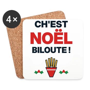 Ch'est Noël biloute – Humor ch'ti Nord - Untersetzer (4er-Set) - Weiß - Vorne