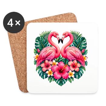 Niedlicher Flamingo Süße Flamingos - Untersetzer (4er-Set) - Weiß - Vorne