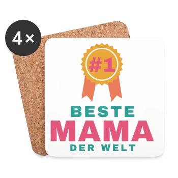 Beste Mama der Welt – Geschenk für Mama - Untersetzer (4er-Set) - Weiß - Vorne