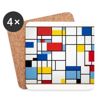 Mondrian Lines Primärfarbenspiel - Untersetzer (4er-Set) - Weiß - Vorne
