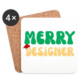 Fröhliches Weihnachtsgeschenk mit Designer-Grafikgrafiker - Untersetzer (4er-Set) - Weiß - Vorne