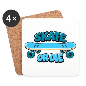 Skate or die retro Design - Untersetzer (4er-Set) - Weiß - Vorne