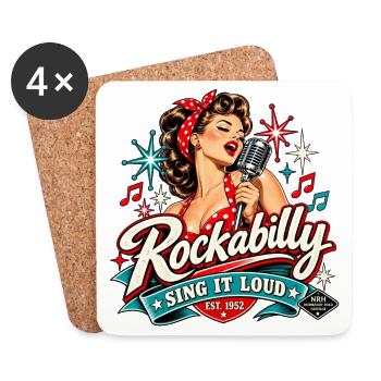 Rockabilly-Sänger – Sing It Loud 1952 - Untersetzer (4er-Set) - Weiß - Vorne