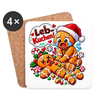 Weihnachten Lebkuchen Nikolaus - Untersetzer (4er-Set) - Weiß - Vorne