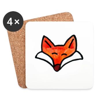 Fox Smile Aquarell-Patch - Untersetzer (4er-Set) - Weiß - Vorne