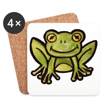 Aquarell Frosch-Anhänger - Untersetzer (4er-Set) - Weiß - Vorne