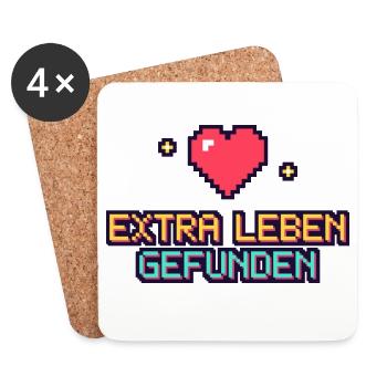 Pixelherz Extra Leben Gefunden - Untersetzer (4er-Set) - Weiß - Vorne