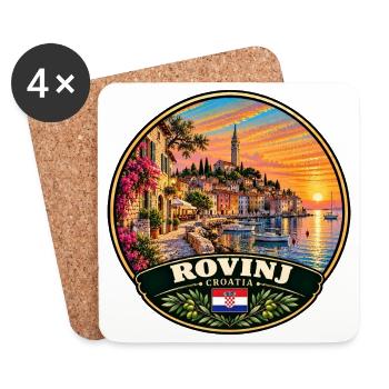 Rovinj Kroatien Hafen Stadt Sonnenuntergang Meer - Untersetzer (4er-Set) - Weiß - Vorne