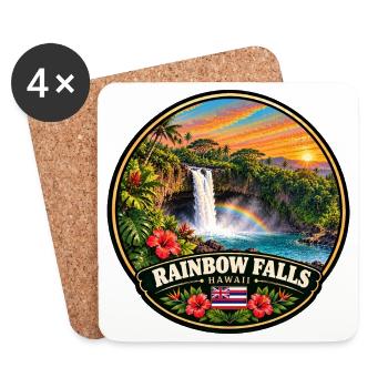 Rainbow Falls Hawaii Wasserfall Natur Wald - Untersetzer (4er-Set) - Weiß - Vorne