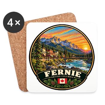 Fernie British Columbia Kanada Berge Natur - Untersetzer (4er-Set) - Weiß - Vorne