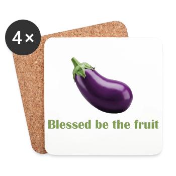 Gesegnet sei die Frucht – Spaß-Shirt! - Untersetzer (4er-Set) - Weiß - Vorne