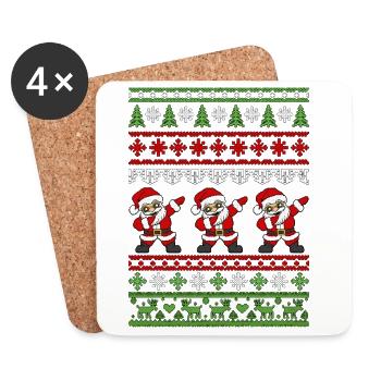 Dabbender Weihnachtsmann – Ugly Christmas Strickmu - Untersetzer (4er-Set) - Weiß - Vorne