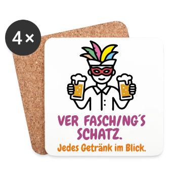 Ver-Fasching´s-Schatz: Da entgeht kein Getränk - Untersetzer (4er-Set) - Weiß - Vorne