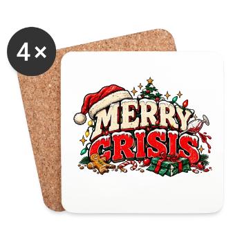 Merry Crisis – Lustiges Weihnachtsdesign - Untersetzer (4er-Set) - Weiß - Vorne