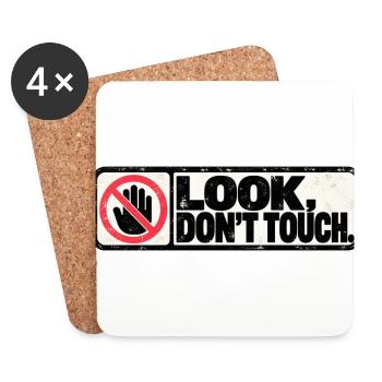 Look, Don't Touch – Retro Warning Design - Untersetzer (4er-Set) - Weiß - Vorne