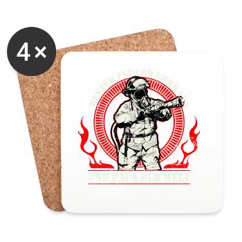 Bester Feuerwehrmann und Papa der Welt Feuerwehr - Untersetzer (4er-Set) - Weiß - Vorne