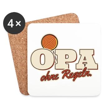 Opa ohne Regeln Enkel Spruch - Untersetzer (4er-Set) - Weiß - Vorne