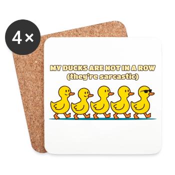 Meine Enten stehen nicht in einer Reihe Lustige Ente - Untersetzer (4er-Set) - Weiß - Vorne