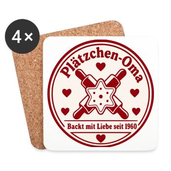 Plätzchen Oma Backkunst - Untersetzer (4er-Set) - Weiß - Vorne