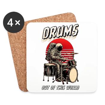 Astronaut Schlagzeug Drums Out of This World - Untersetzer (4er-Set) - Weiß - Vorne