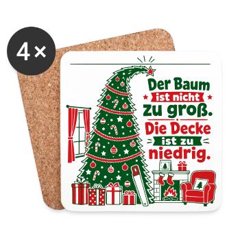Lustiger Weihnachtsbaum zu groß Papa Spruch - Untersetzer (4er-Set) - Weiß - Vorne
