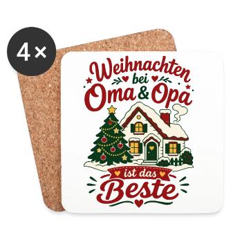 Weihnachten bei Oma und Opa Enkel Kinder - Untersetzer (4er-Set) - Weiß - Vorne