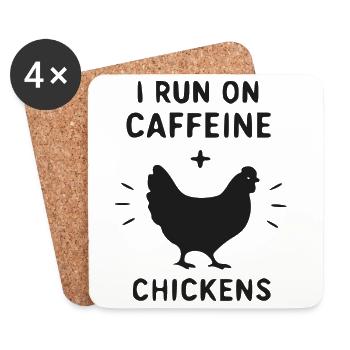 Kaffeehuhn Motiv: Koffein Power - Untersetzer (4er-Set) - Weiß - Vorne