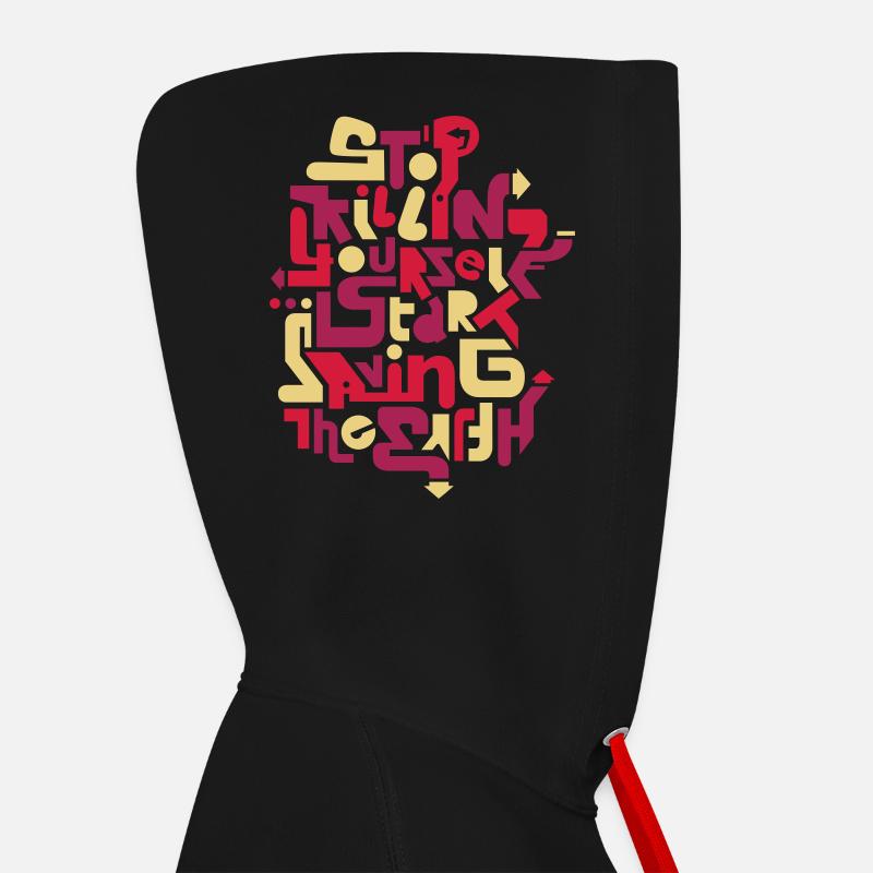 stopkillingyaself_3f - Sweat à capuche contrasté - noir/rouge